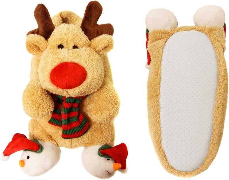 Warm Christmas Reindeer Slippers - Rudolf