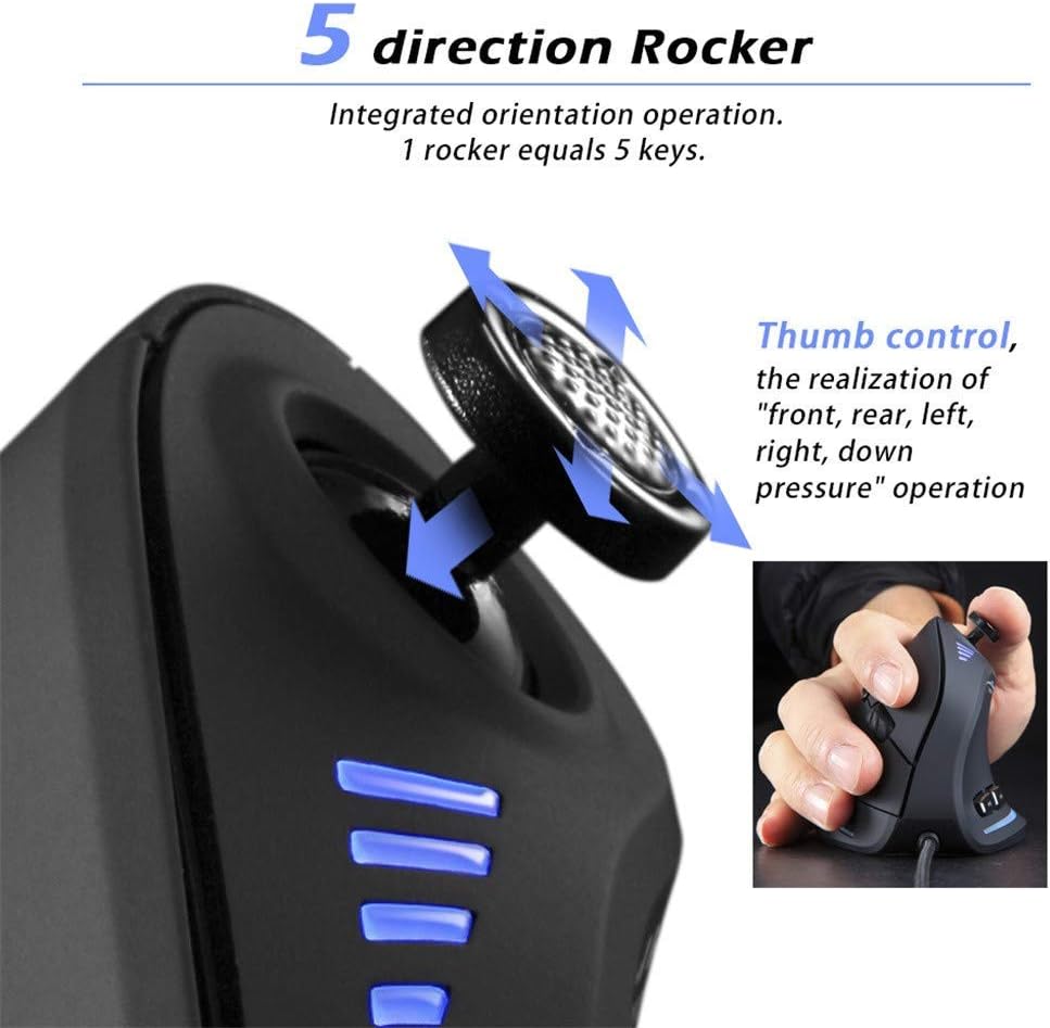 Ratón gaming vertical RGB con joystick y 11 botones programables - Kryvos