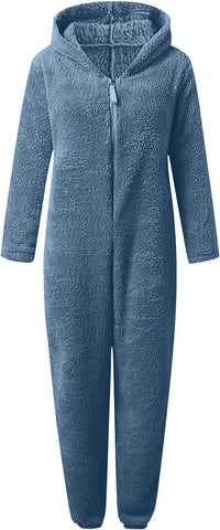 Sherpa Fuzzy Onesie with Hood - CozyCat