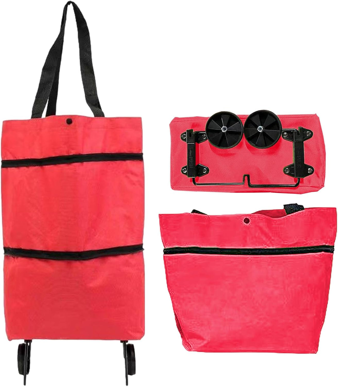 Large-Capacity Foldable Shopping Bag with Wheels – Reusable Cart Tote – Veytra