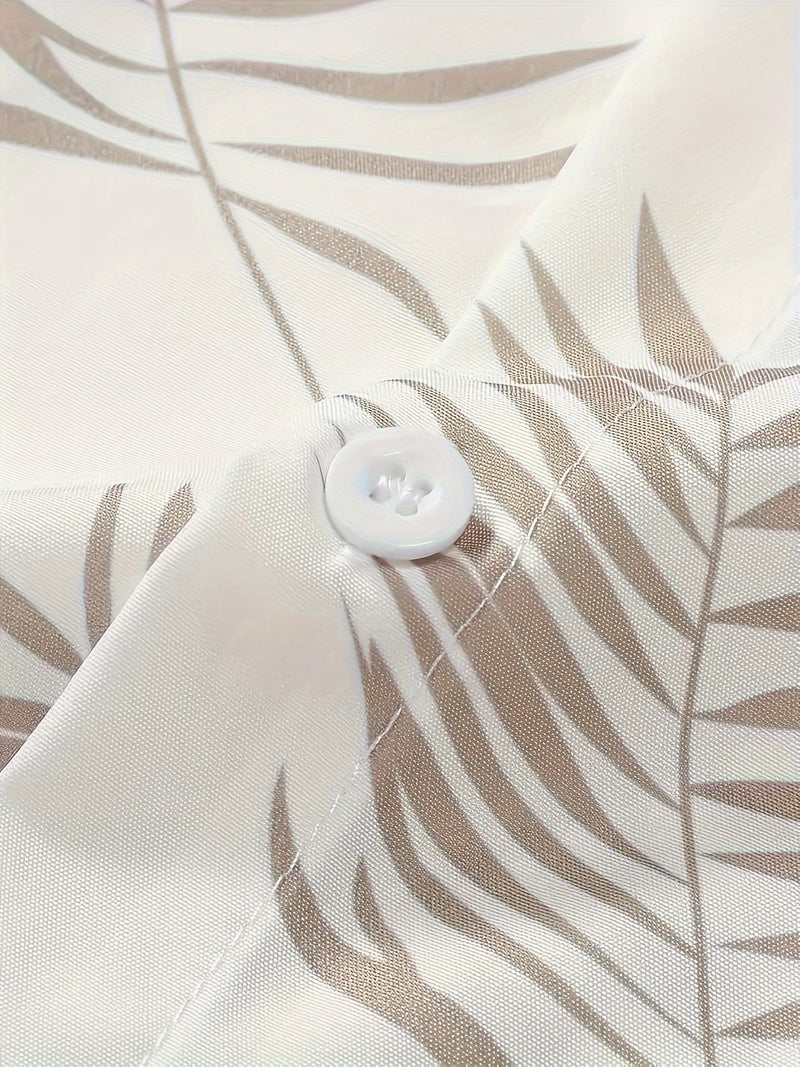Two-Piece Men's Summer Set with Leaf Print - Kiano