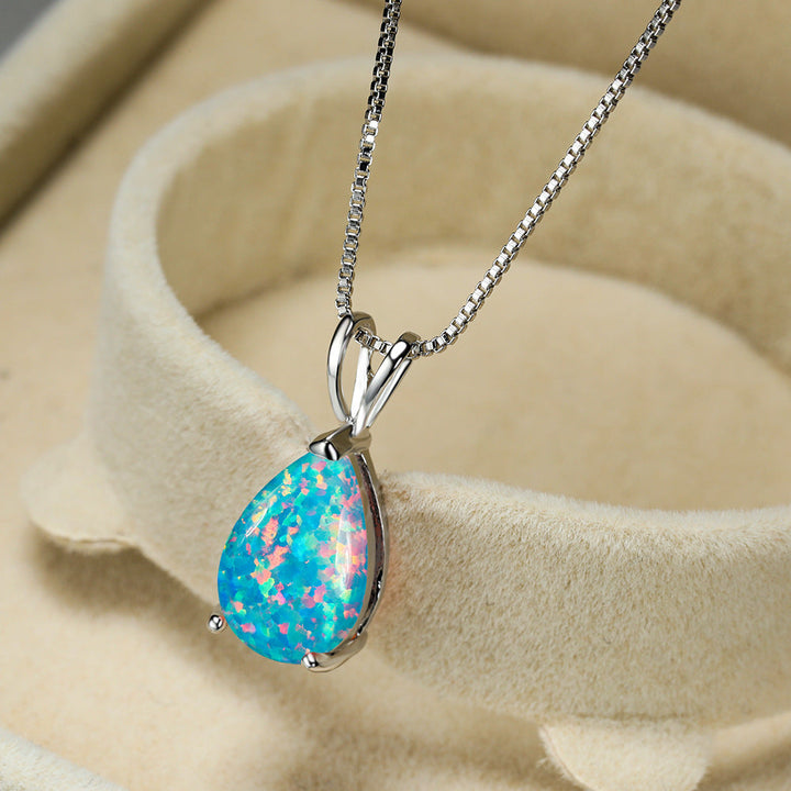 Minimalist Drop Opal Pendant Necklace - Selina