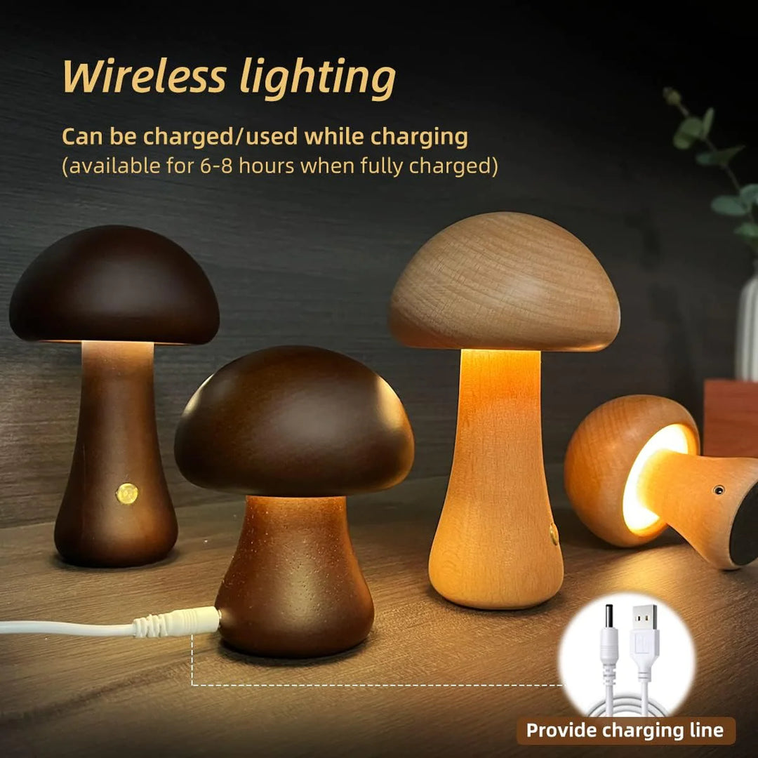 Drewniana lampka nocna LED w kształcie grzyba - GlowShroom