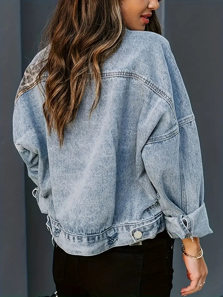 Wildly Chic Leopard Print Denim Jacket - Leona