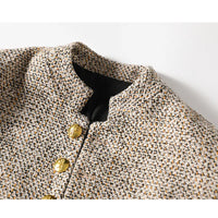 Khaki Vest met Lange Mouwen en Knoopsluiting - Elara