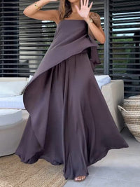 Two-piece off-shoulder blouse and maxi skirt set for women – Jolina