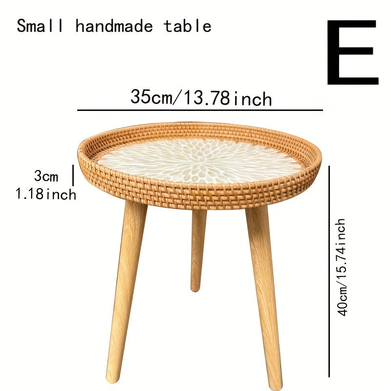 Scandinavian Rattan Side Table - Elin