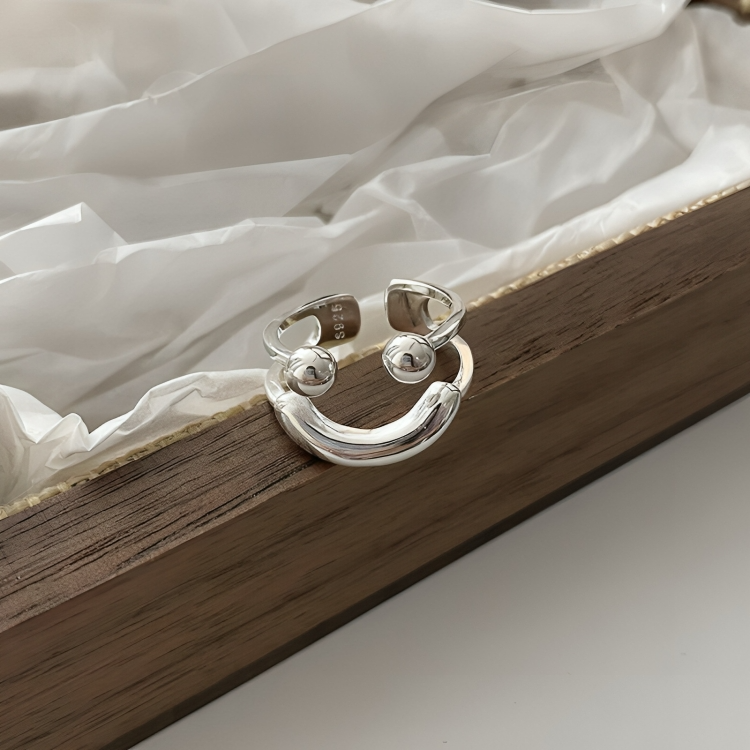 Smiley Adjustable Ring - Minimalist Stackable Statement Ring 6