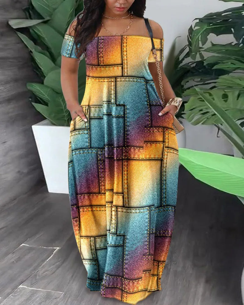 Sammy Jackson™ Tasha Plus-Size Safari Jurk | Kleurrijk & Stijlvol