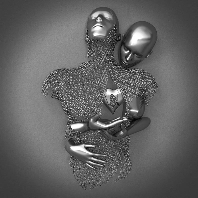 Płótno miłości z metalową figurą - AmorArte