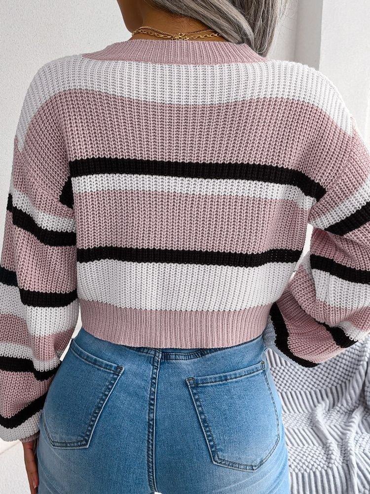 Pasekowany krótki sweter - Emory