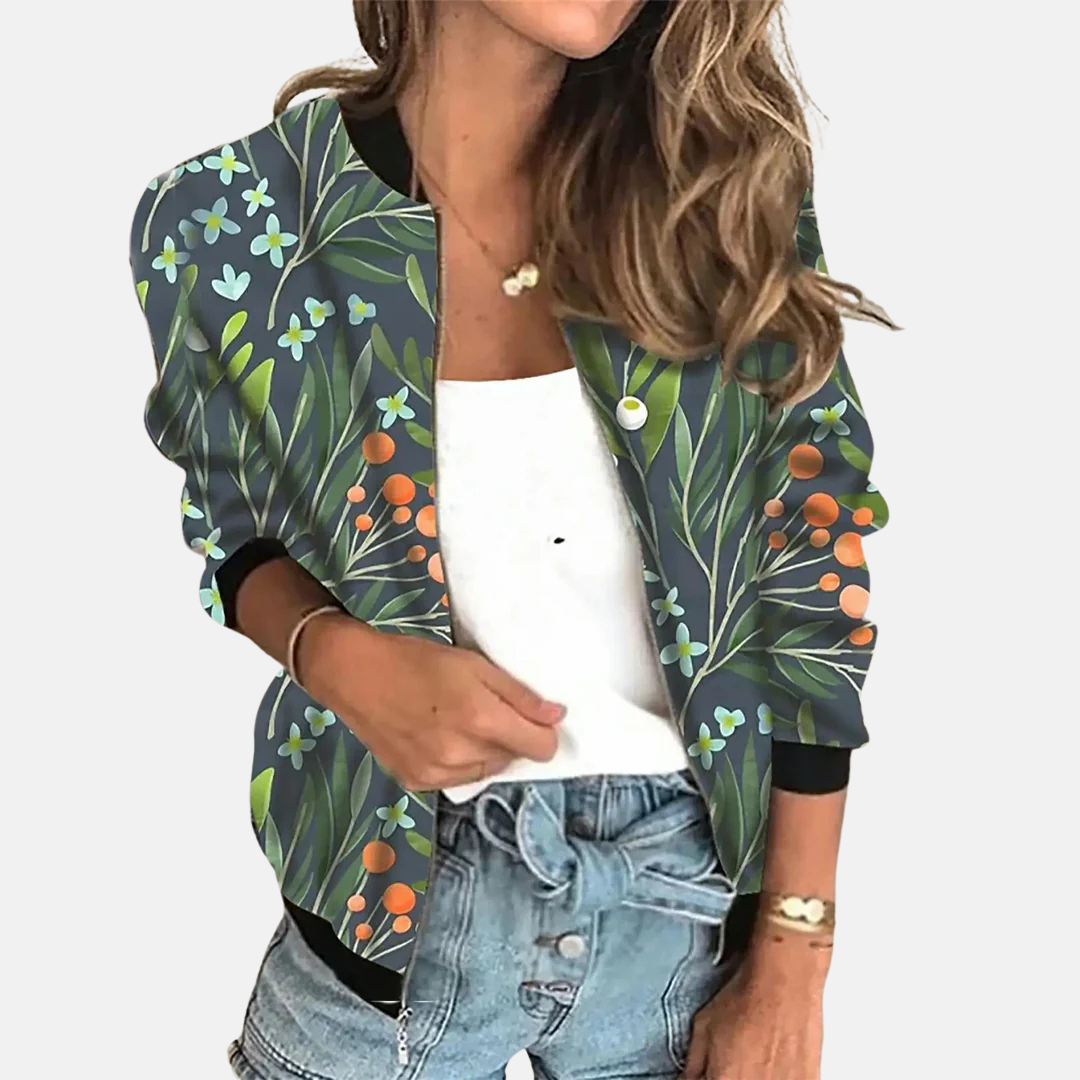 Women's Retro Bomber Jacket with Print - Zoë