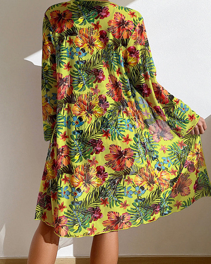 Three-Piece Bikini Set with Floral Print – Yara