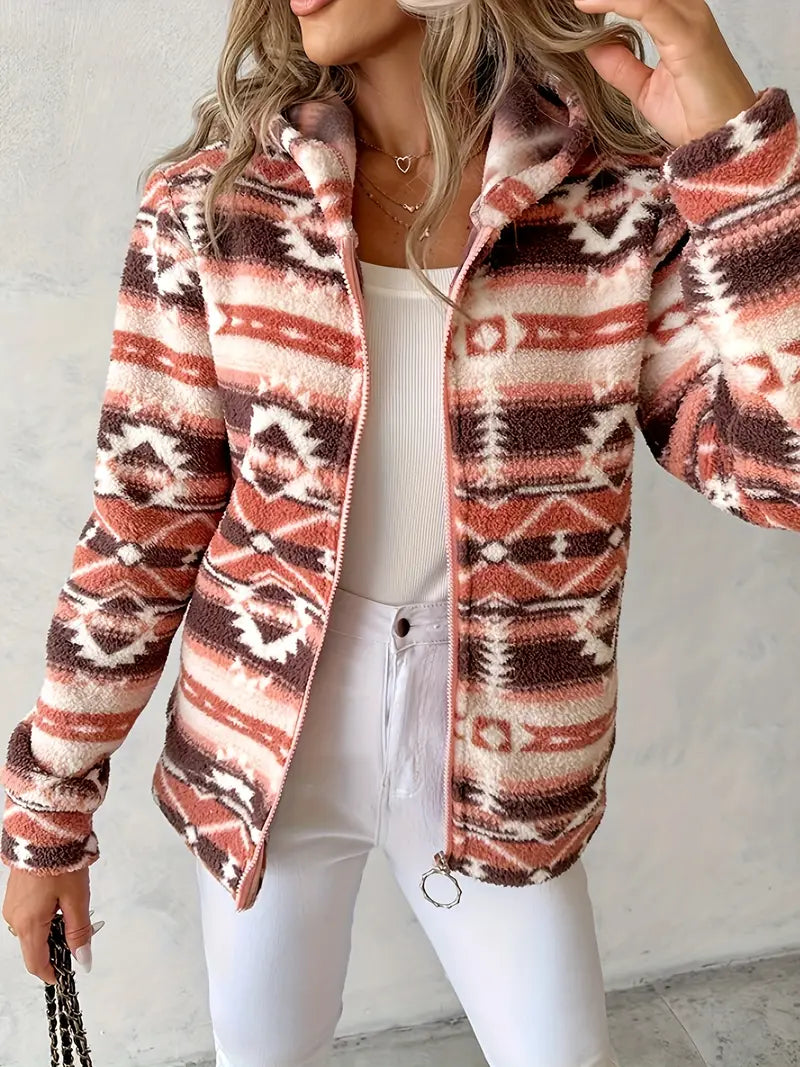 Dames Teddy Vest met Aztekenpatroon – Nayeli
