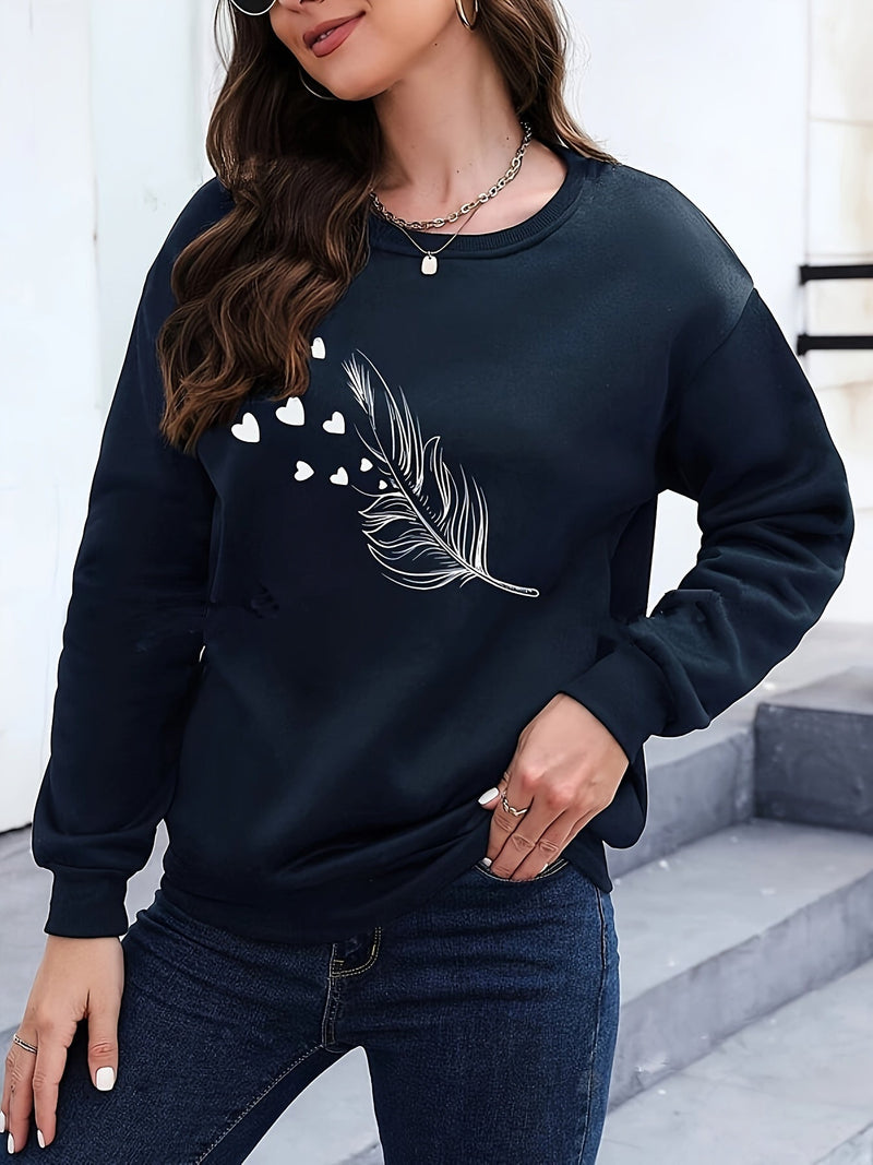 Casual Sweatshirt with Feather Print - Marisa