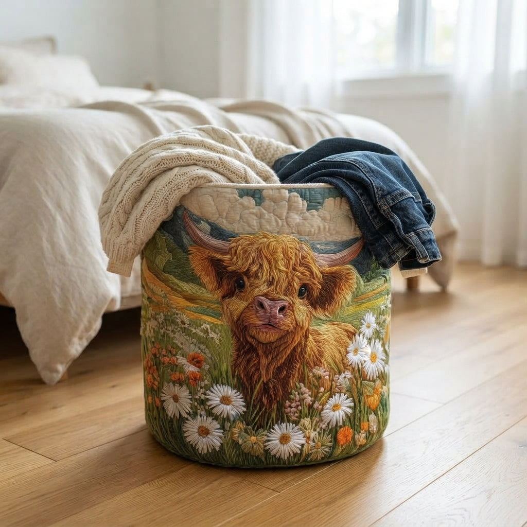 Mand op een houten vloer naast een bed, met een gebreide deken en een spijkerbroek over de rand gedrapeerd. 5