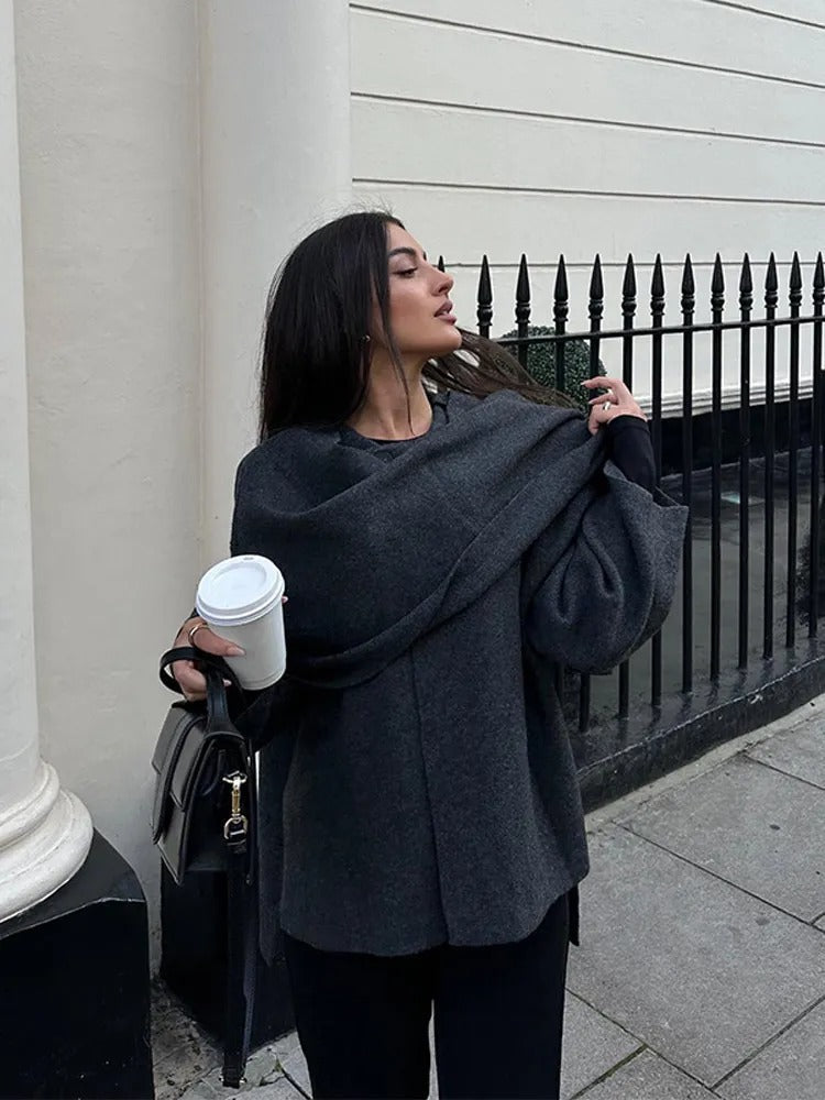 Stylish Women's Winter Poncho - Ella