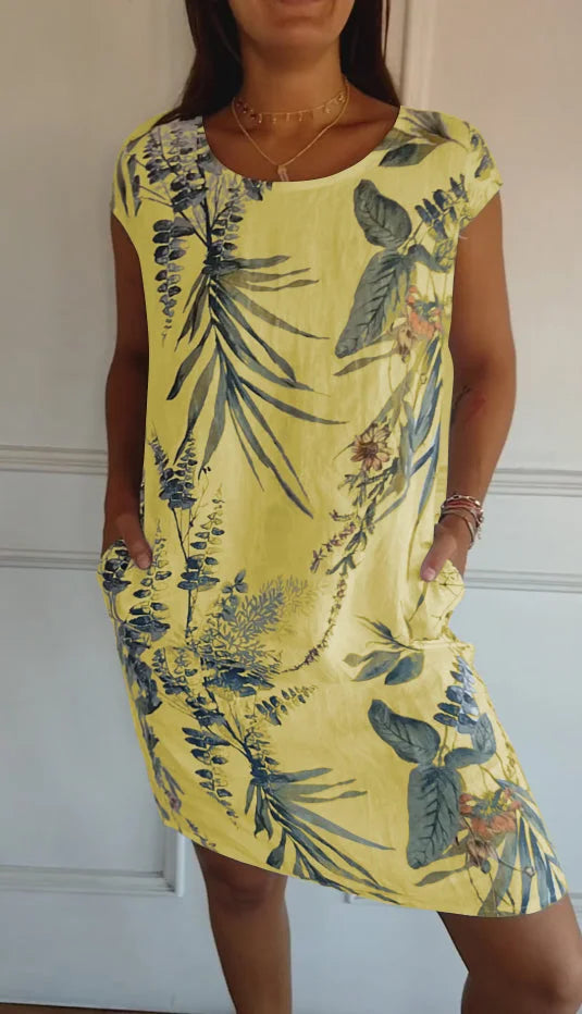 Printed Dress with Round Neck - Eveline