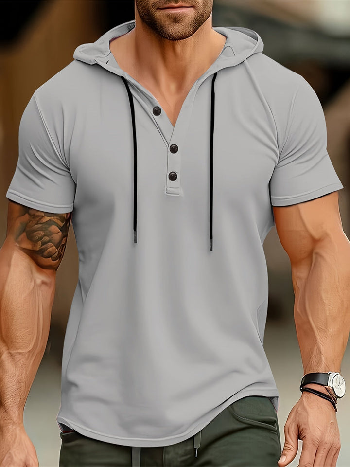 Men's T-shirt with Hood and Button Closure – Mason