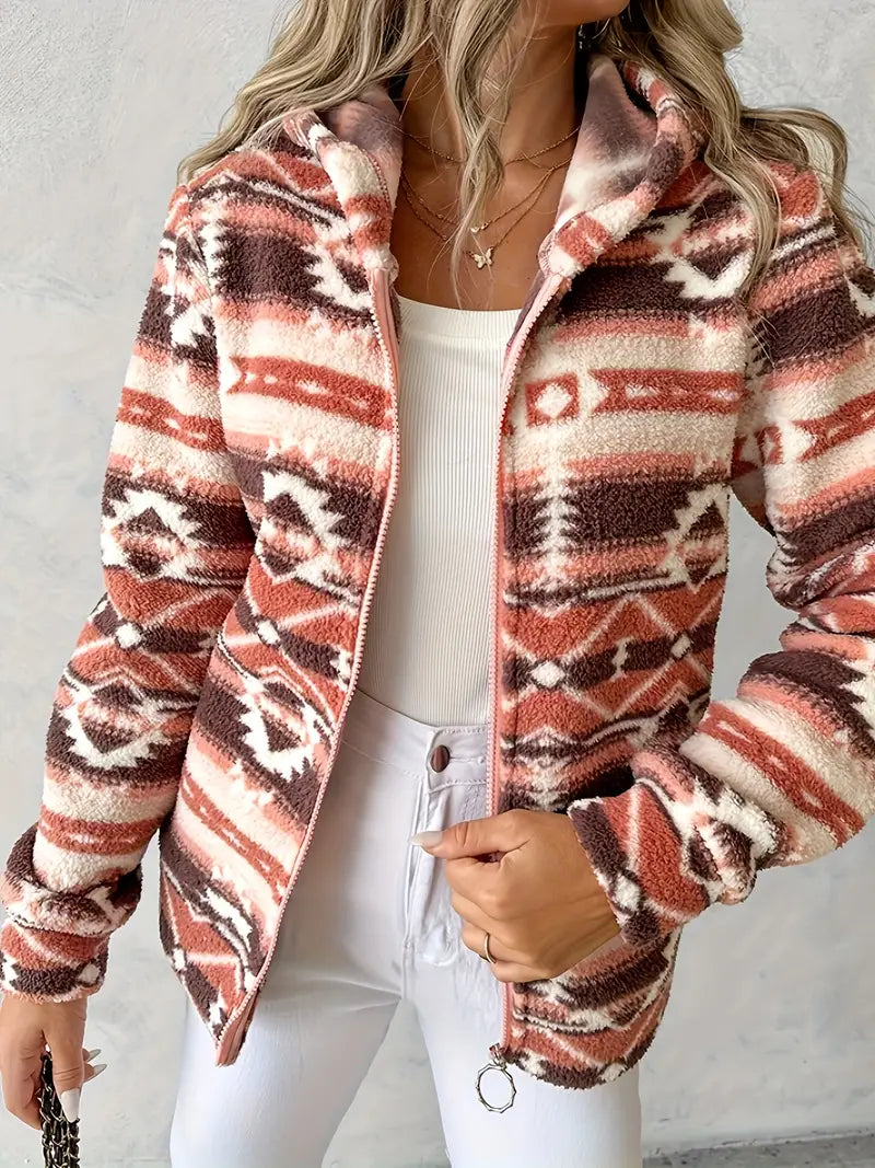 Dames Teddy Vest met Aztekenpatroon – Nayeli