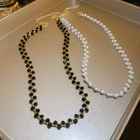 Double Crystal and Pearl Necklace - Amira