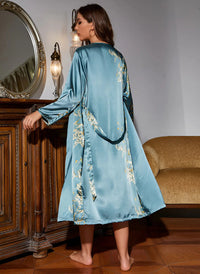 Tweedelige satijnen jurk-kimono set voor dames - Livia