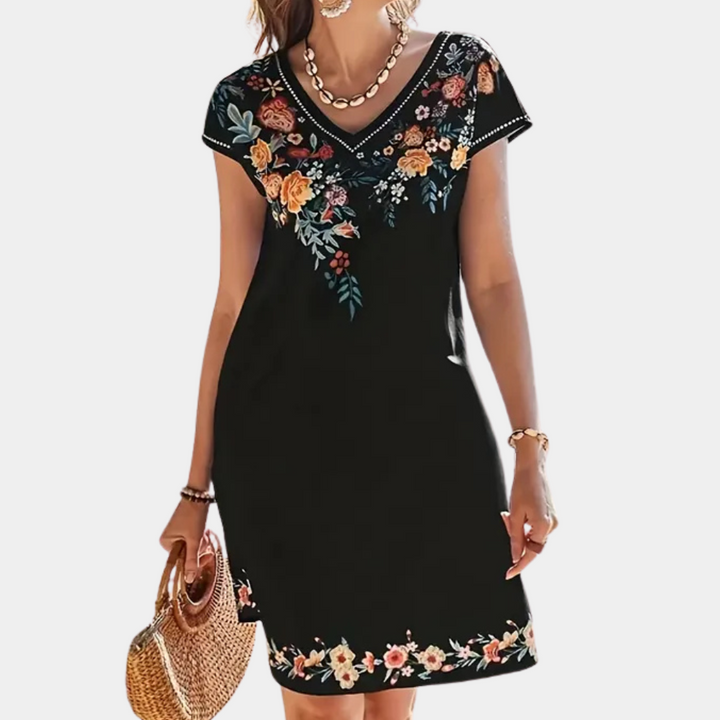 Black Floral Summer Dress - Sofia