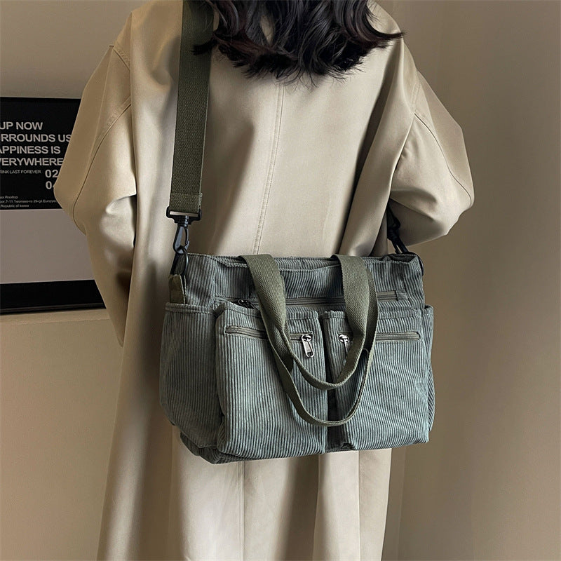 Trendy Corduroy Schoudertas - VelvetVogue