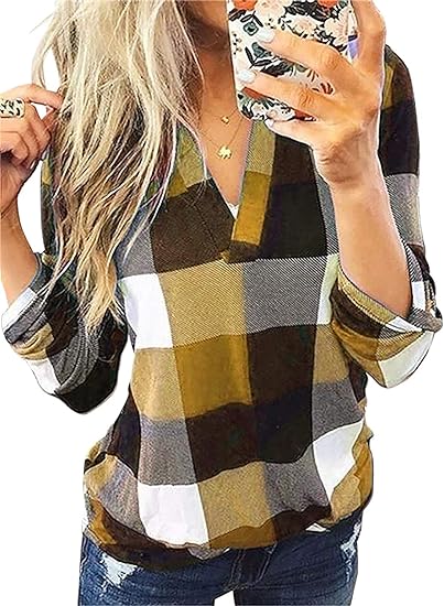Stylish Casual Checked Women's Blouse - Lara