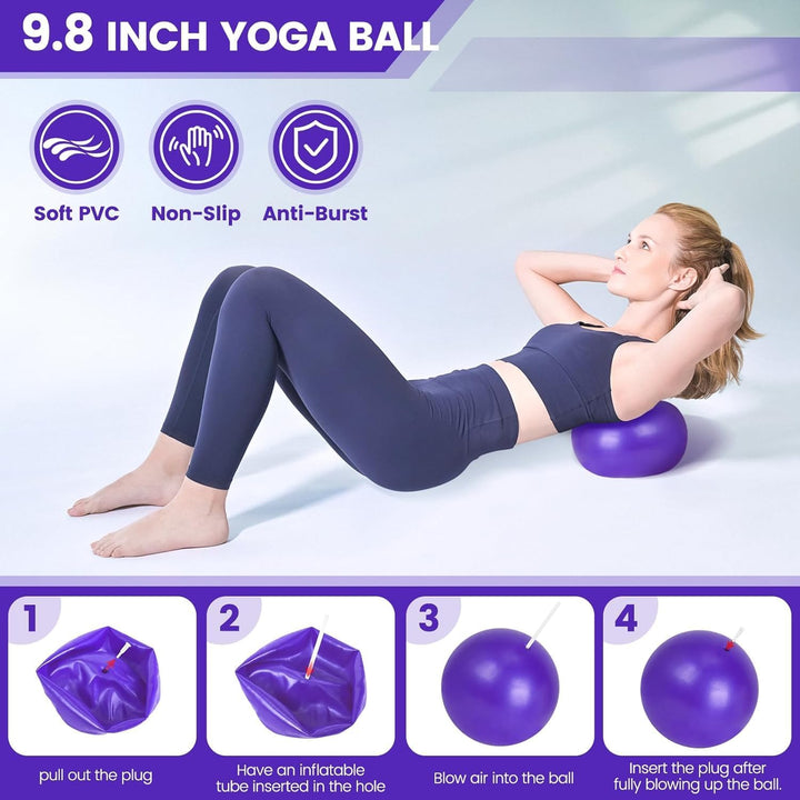 Set de pilates para casa de 9 piezas con aro, pelota, bandas y calcetines antideslizantes