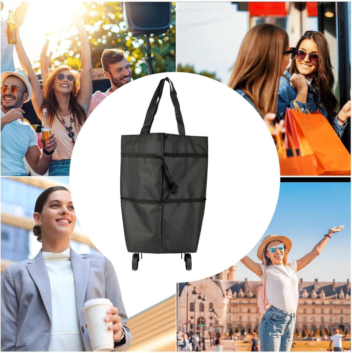 Large-Capacity Foldable Shopping Bag with Wheels – Reusable Cart Tote – Veytra