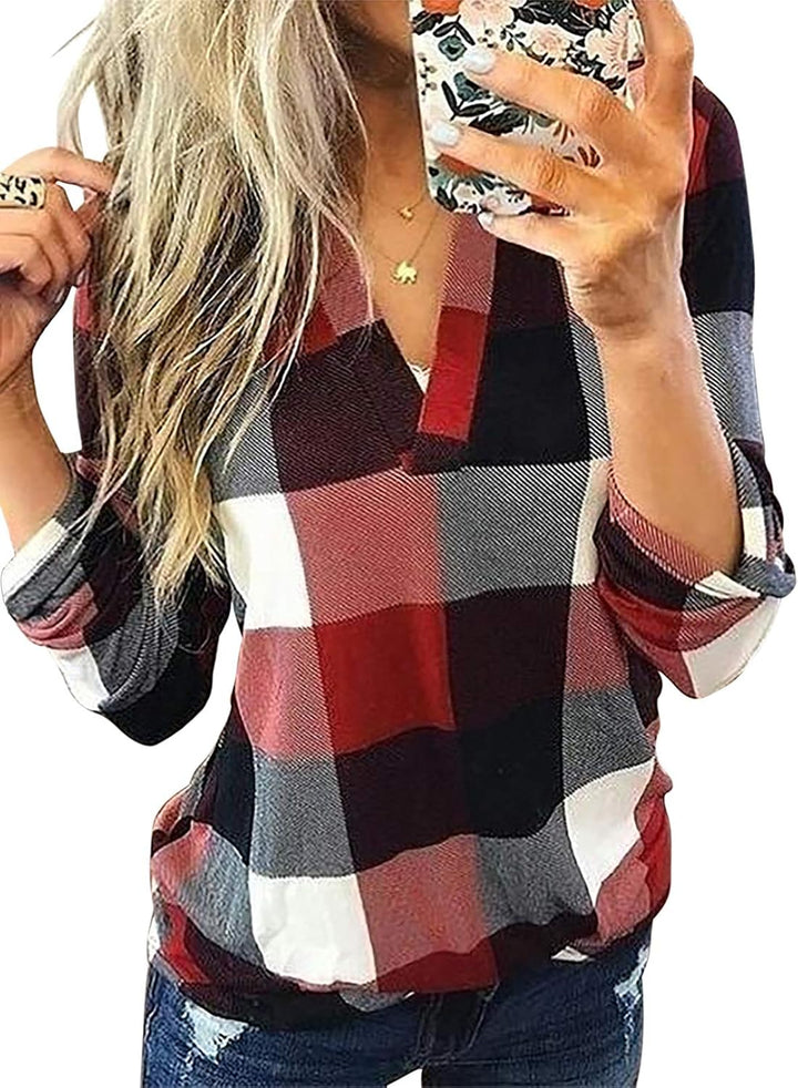 Stylish Casual Checked Women's Blouse - Lara
