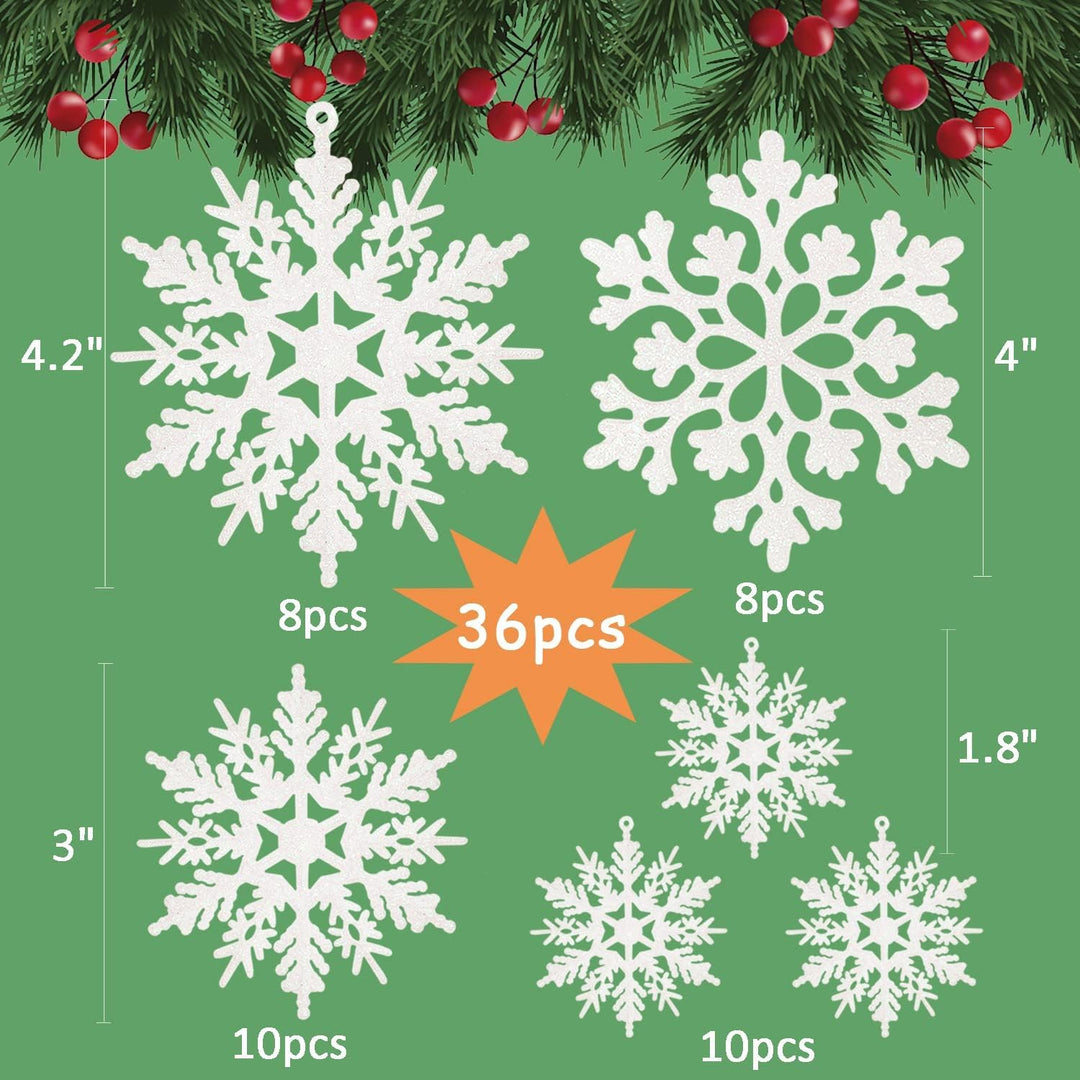 Sneeuwvlok Kerstornamenten Set - FrostedElegance