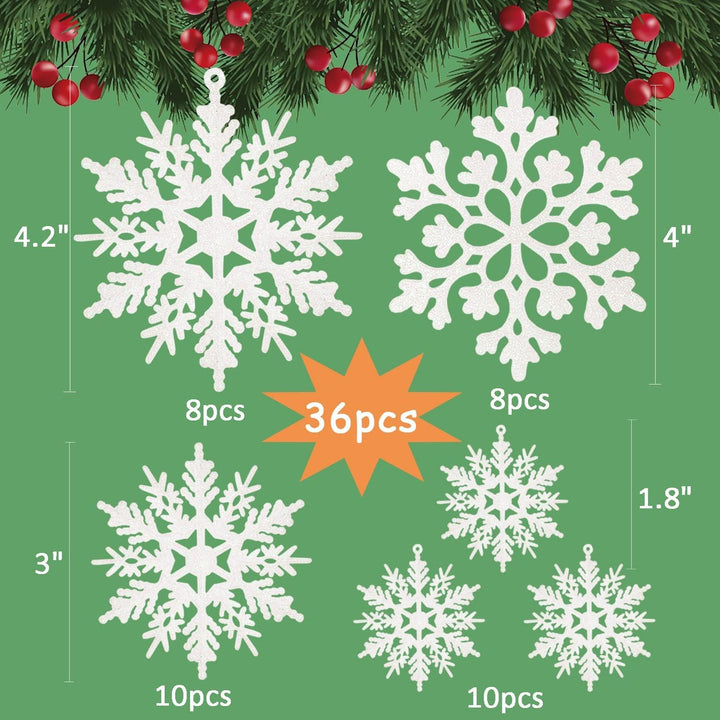 Sneeuwvlok Kerstornamenten Set - FrostedElegance
