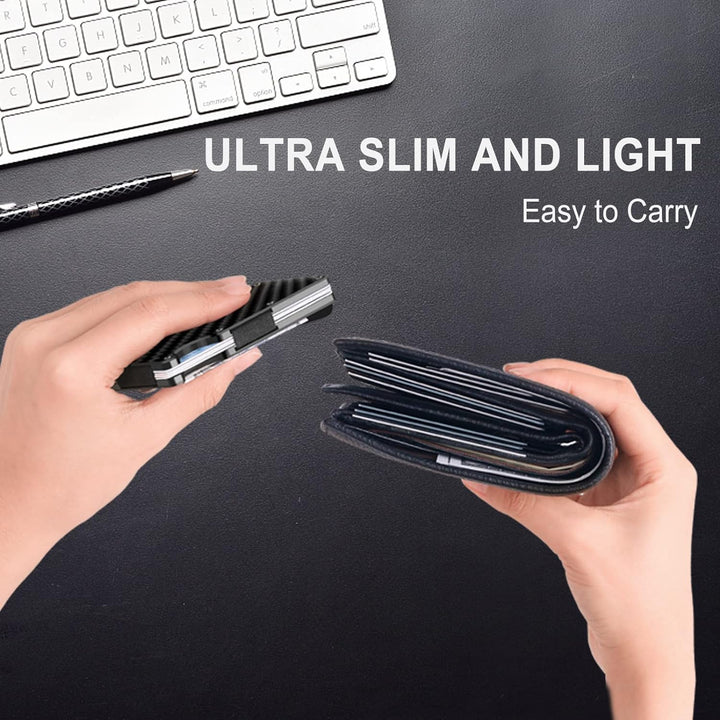 Slim RFID-Blocking Carbon Fiber Wallet with Money Clip - CarbonVault