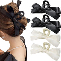 Large Satin Bow Clips