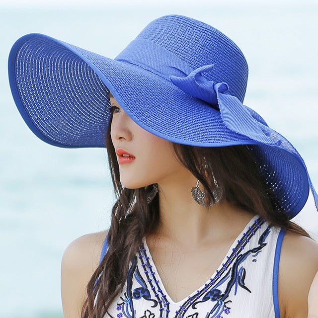 Women's straw hat with sun protection – Candy