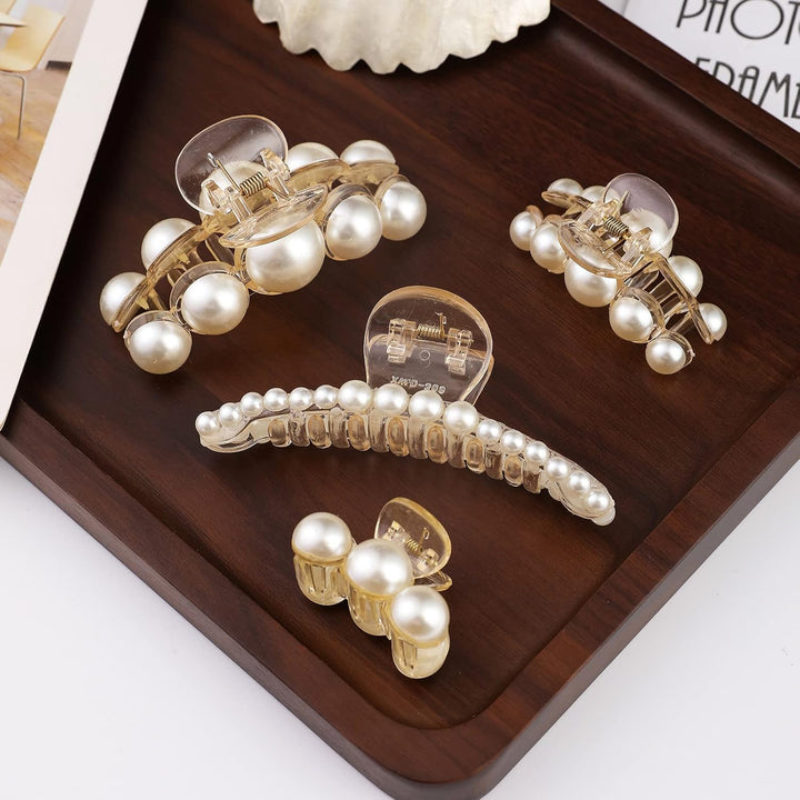 Stylish Pearl Hair Clips - 4-Pack