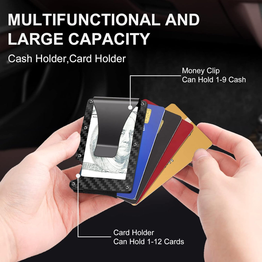 Slim RFID-Blocking Carbon Fiber Wallet with Money Clip - CarbonVault