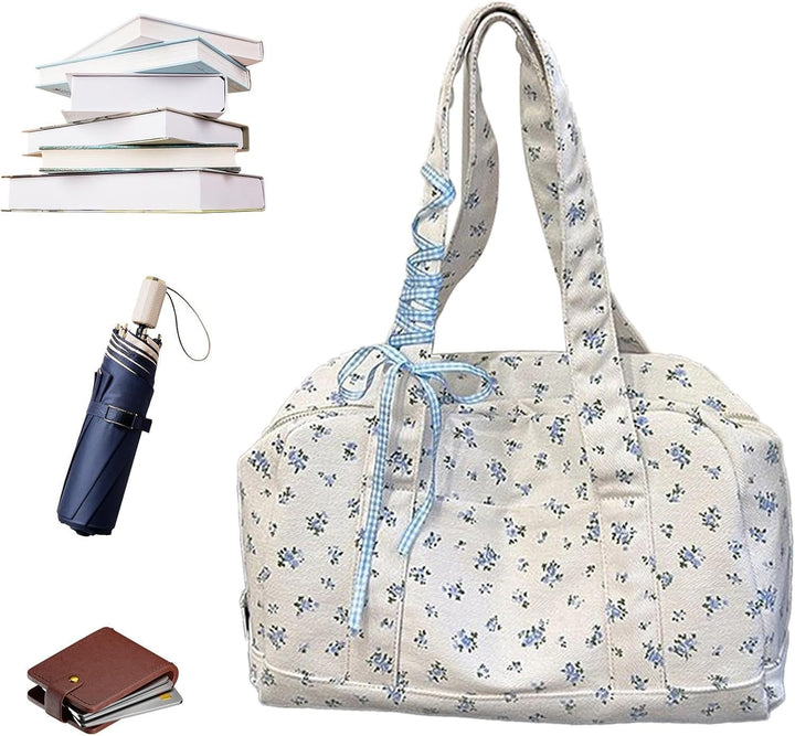 Bolsa de viaje tipo duffle Bow – Bolsa de fin de semana grande de lona con detalle de cintas – Floria