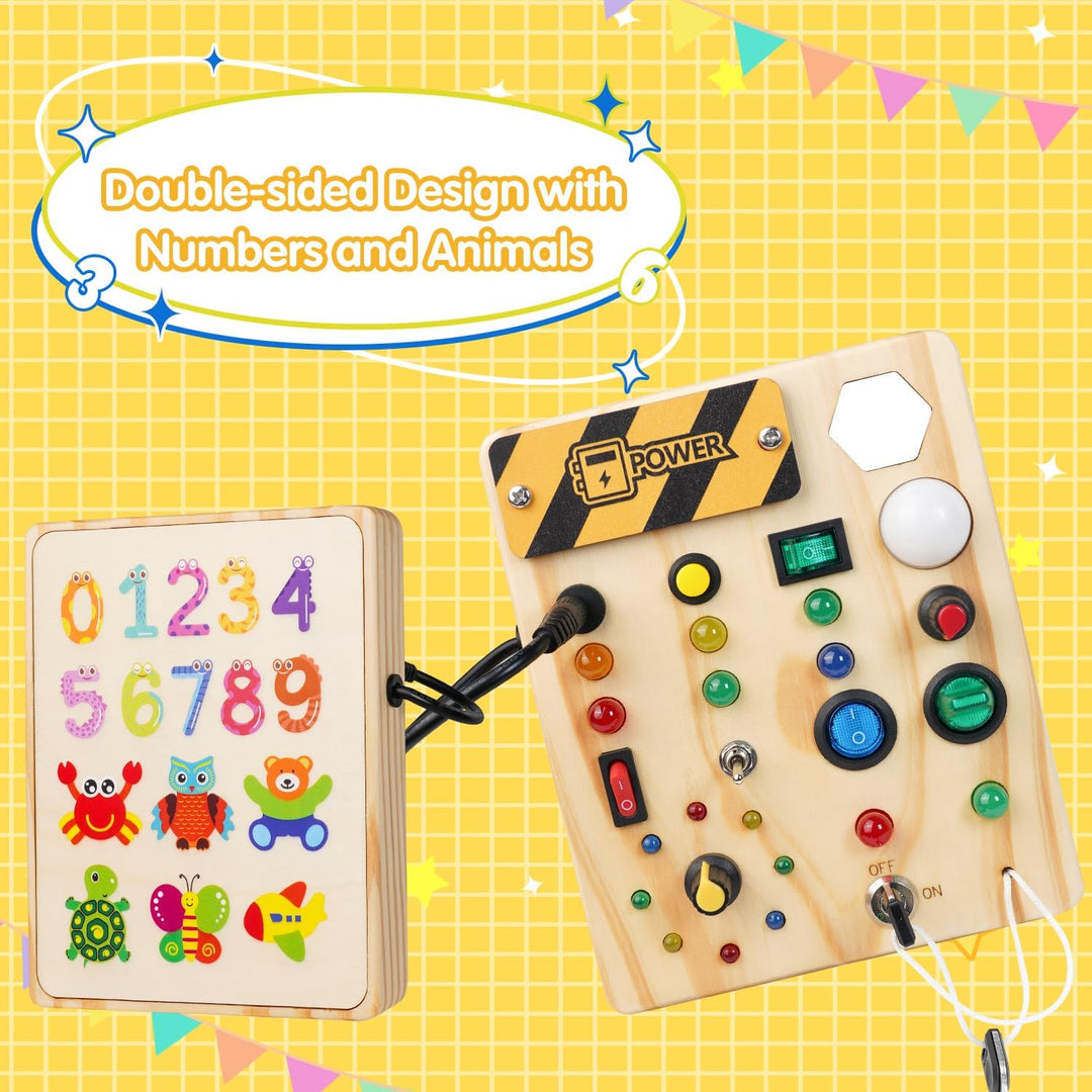 Montessori tablica korkowa dla maluchów z 27 lampkami LED - BrightMinds