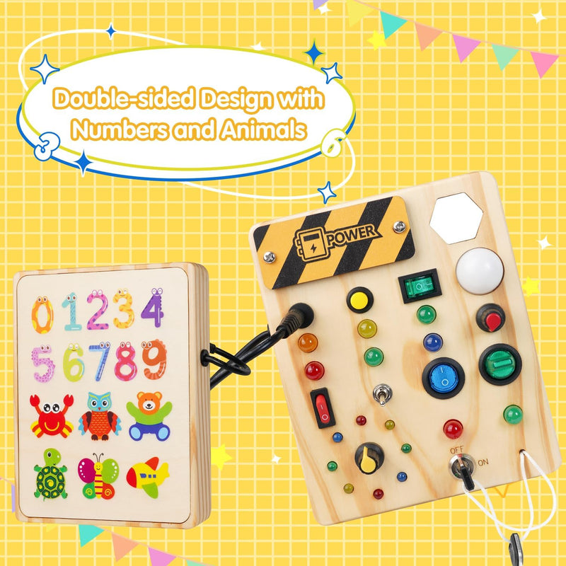 Montessori tablica korkowa dla maluchów z 27 lampkami LED - BrightMinds