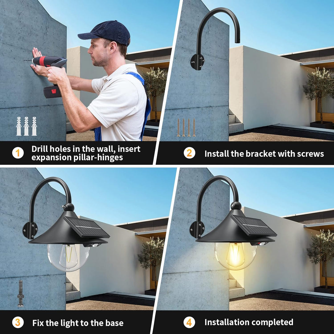 Zonnebeweging Schuurwandlampen met 3 Modi & Gooseneck Ontwerp (2 Pack) – Halden