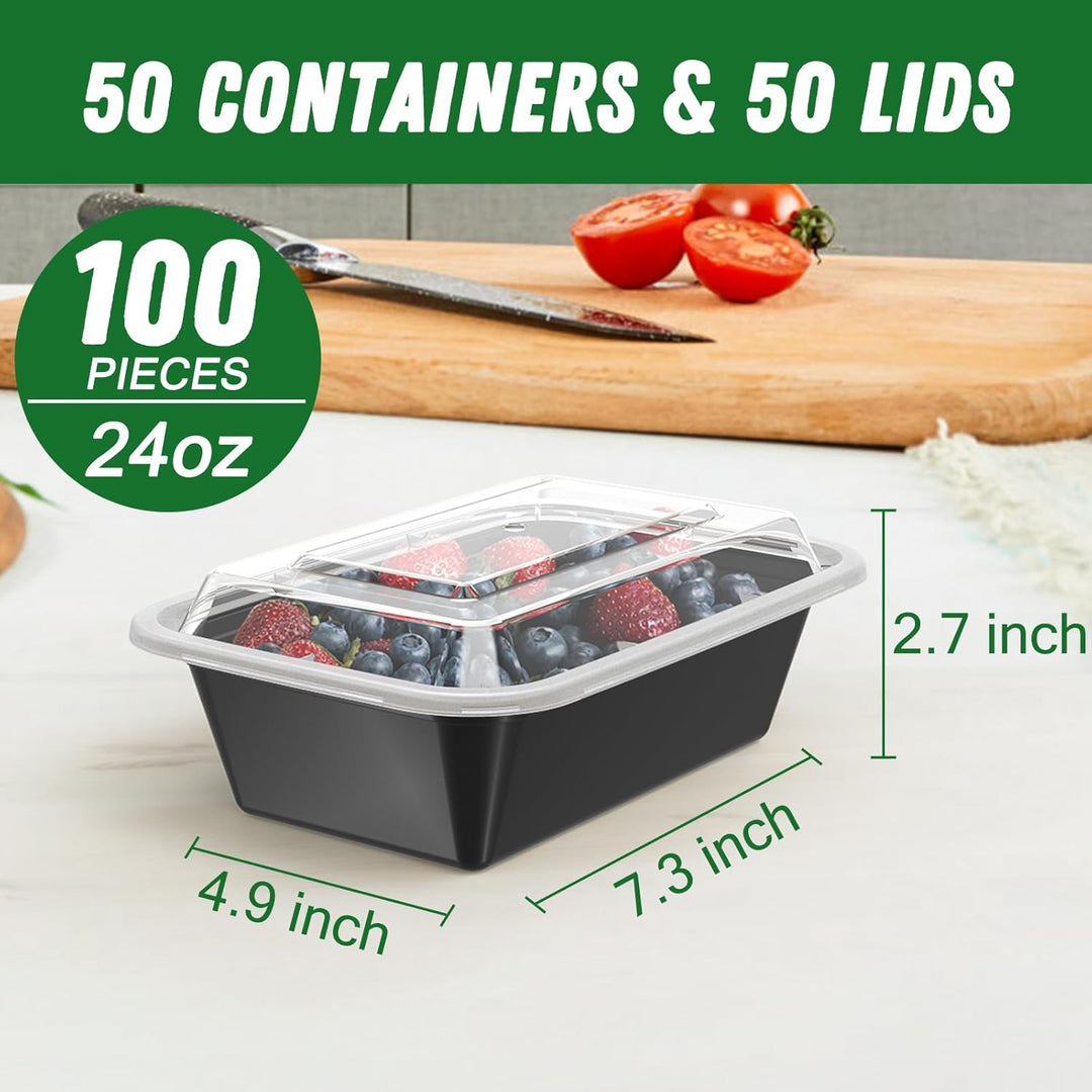50-Pack Reusable Meal Prep Containers with Lid, Leakproof