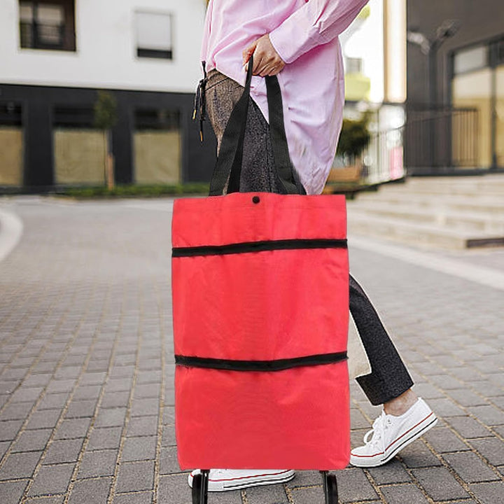 Large-Capacity Foldable Shopping Bag with Wheels – Reusable Cart Tote – Veytra