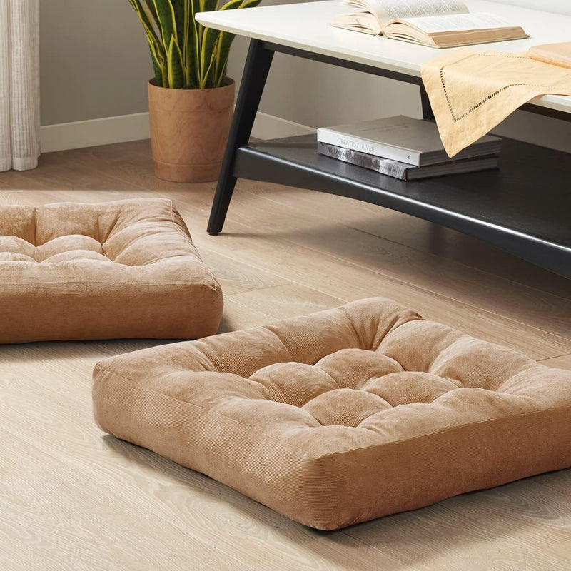 Set of 2 Meditation Cushions - Large Tufted Corduroy Cushions