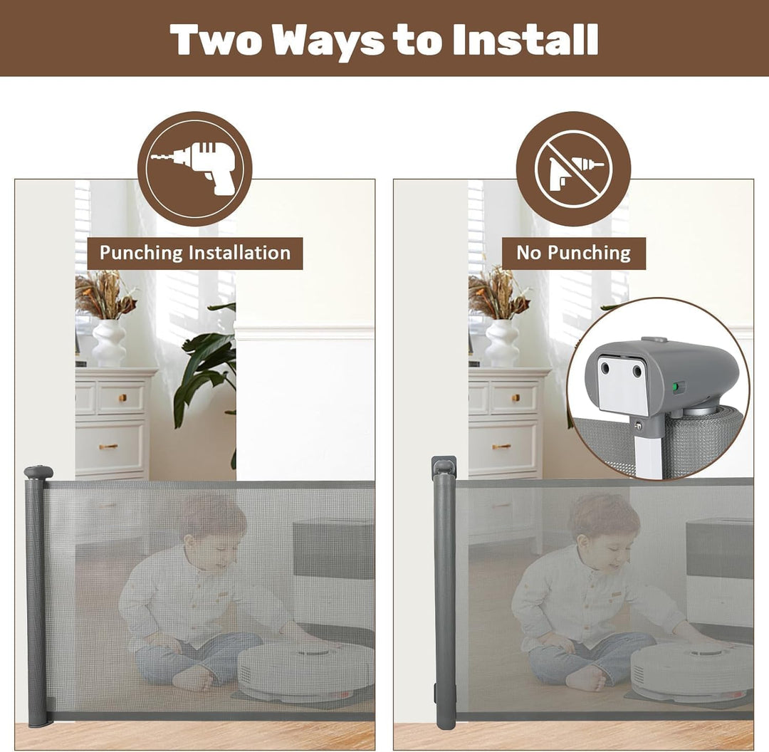 Retractable Mesh Baby Safety Gate with Automatic Closing – Kivora
