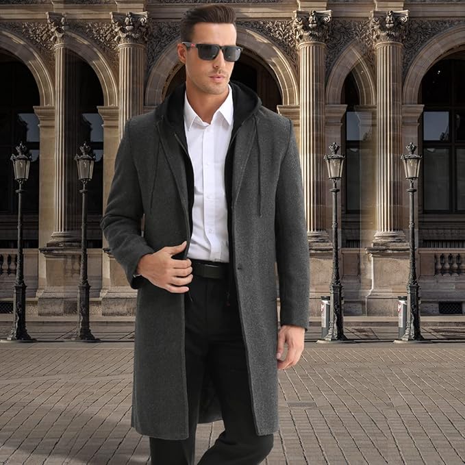 Men's Winter Wool Blend Trench Coat - Liam