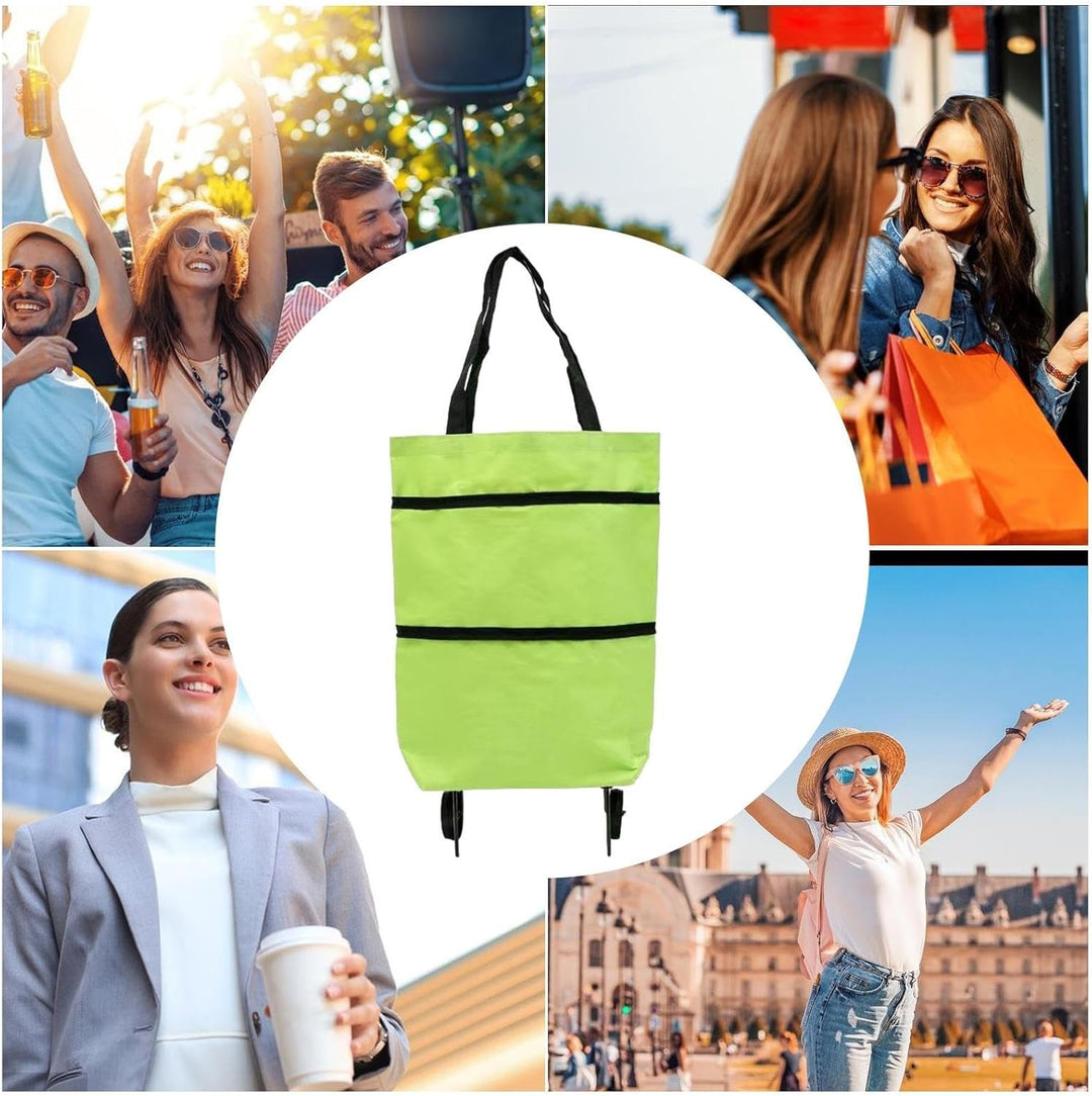 Large-Capacity Foldable Shopping Bag with Wheels – Reusable Cart Tote – Veytra
