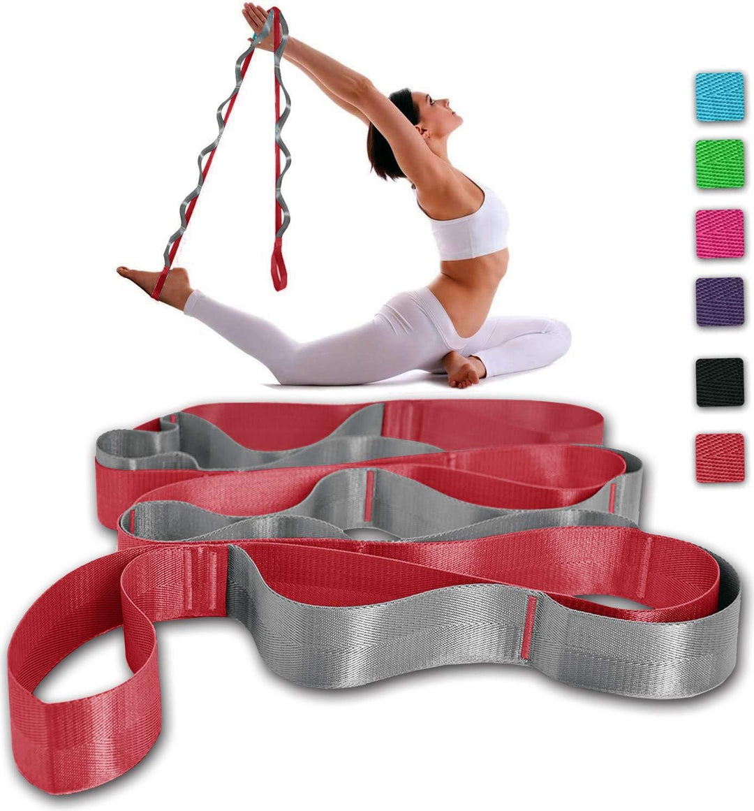 Yoga Stretch Band with 12 Loops